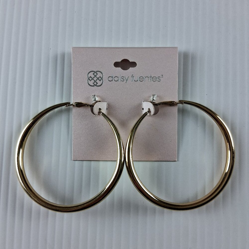 Daisy Fuentes Gold Tone 2.5" Hoop Earrings Fashion Jewelry